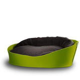 Arena, un panier pour chat très luxe vert coussin velours gris foncé - kasibe