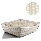 Bowl, un panier pour chat moderne en cuir blanc coussin coton crème - kasibe
