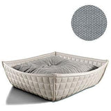 Bowl, un panier pour chat moderne en cuir blanc coussin coton gris clair - kasibe