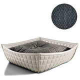 Bowl, un panier pour chat moderne en cuir blanc coussin coton gris moyen - kasibe