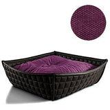 Bowl, un panier pour chat moderne en cuir noir coussin coton bordeaux - kasibe