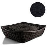 Bowl, un panier pour chat moderne en cuir noir coussin velours gris foncé - kasibe