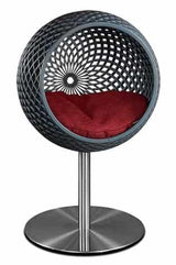 Panier de luxe pour chat, Cocoon, un lit design unique noir coussin velours rouge - Kasibe