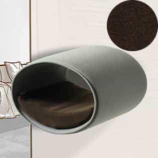 Panier mural pour chat, Rondo un support d'escalade en feutre gris clair polaire marron foncé  - kasibe