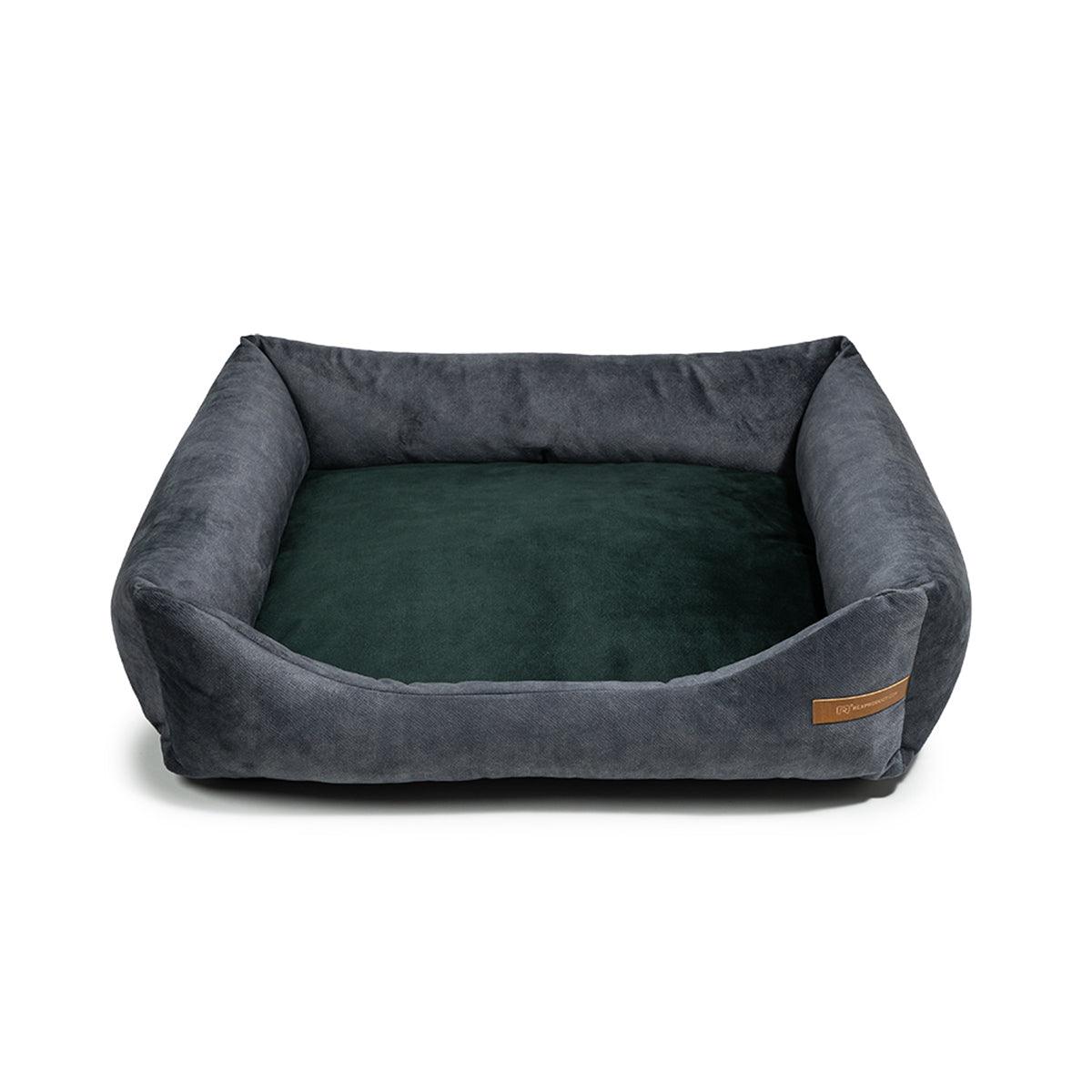 panier pour chien et chat graphite coussin vert bouteille - kasibe