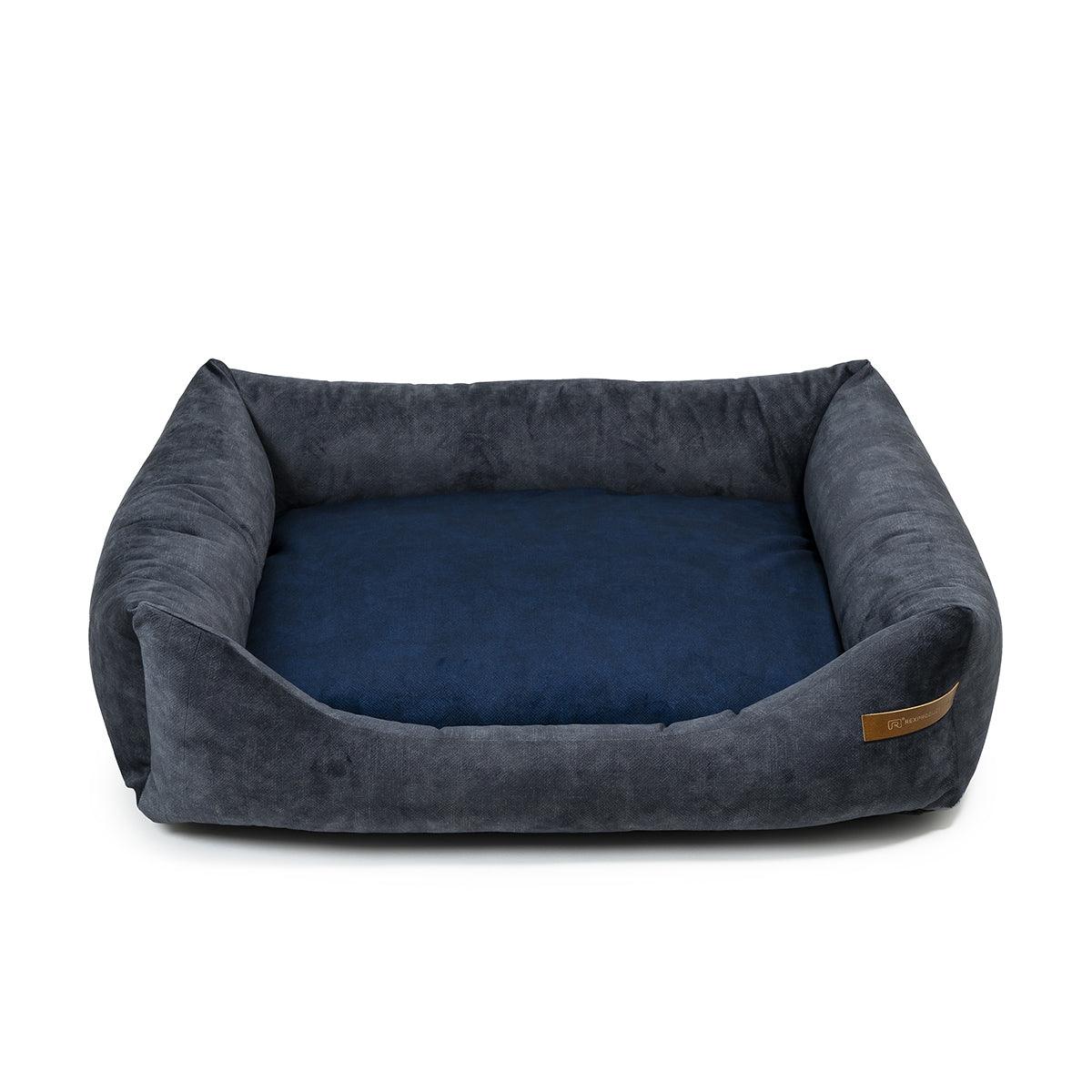 panier pour chien et chat graphite coussin bleu marine - kasibe