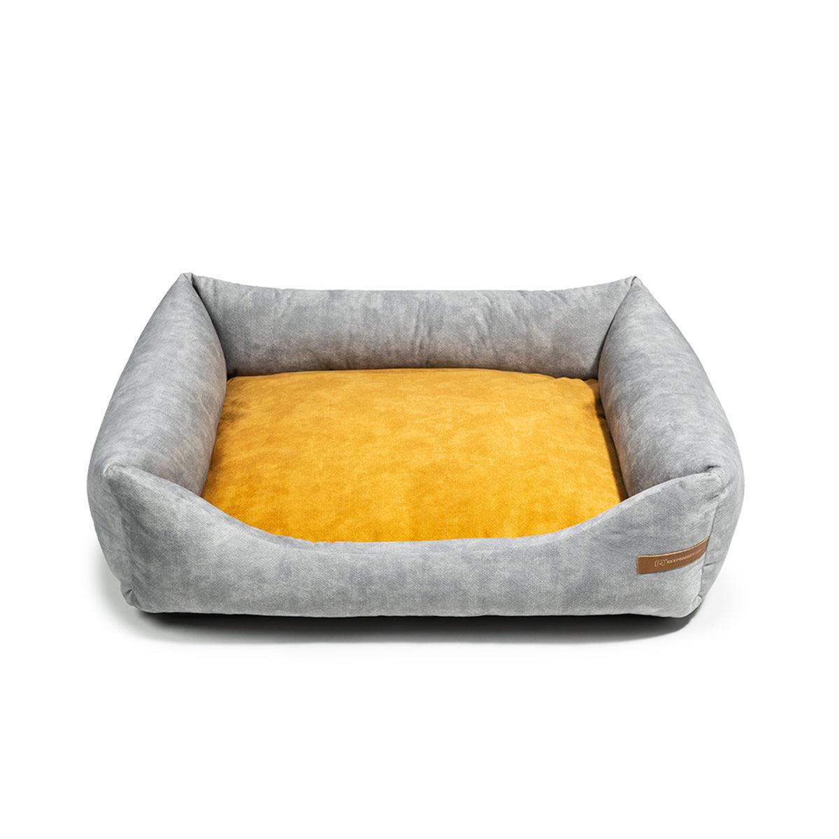 panier pour chien et chat gris clair coussin jaune - kasibe