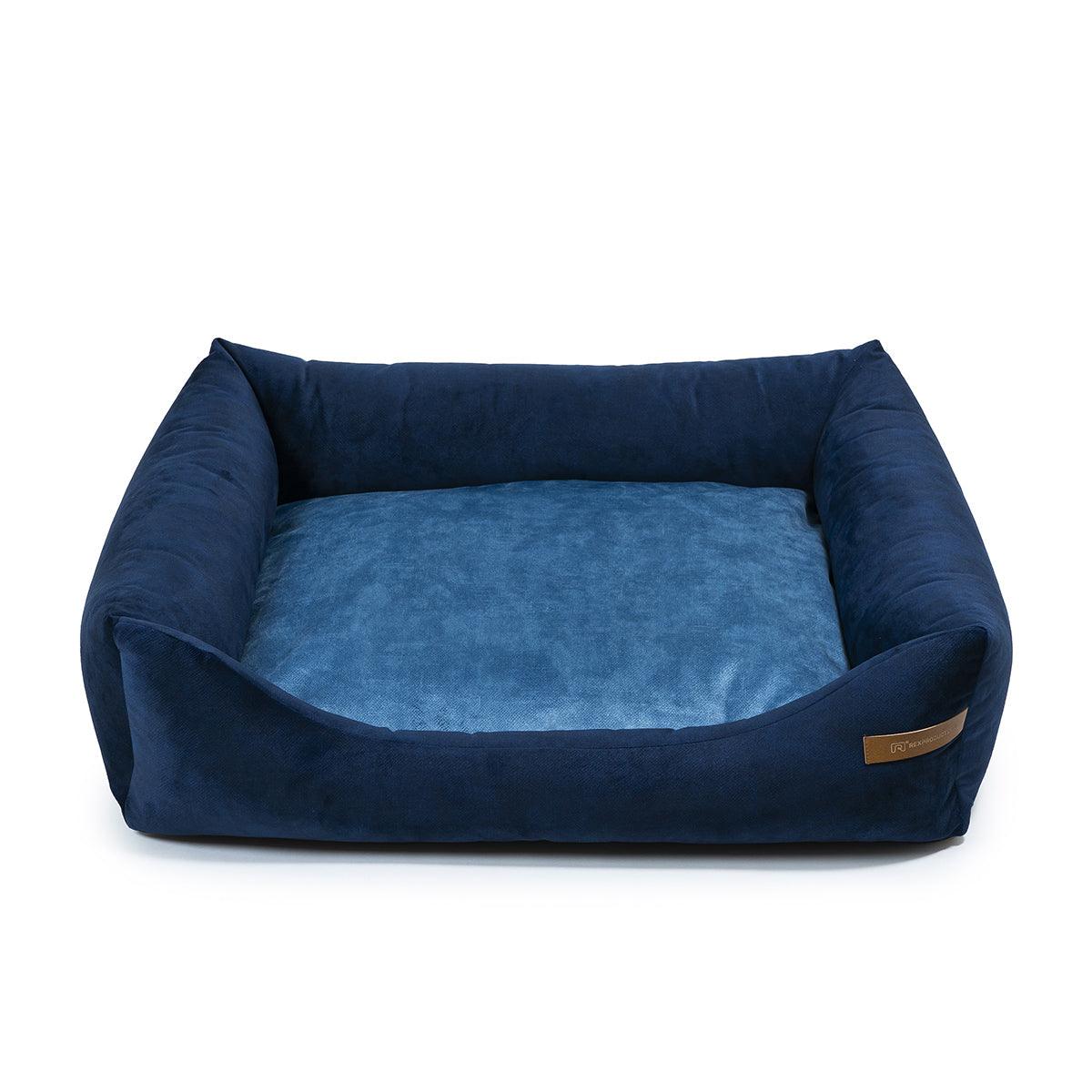 panier pour chien et chat bleu marine coussin bleu clair - kasibe