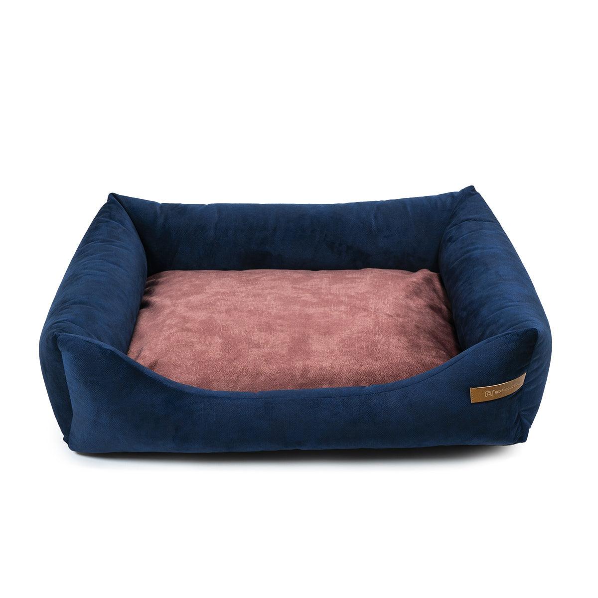 panier pour chien et chat bleu marine coussin bordeaux - kasibe