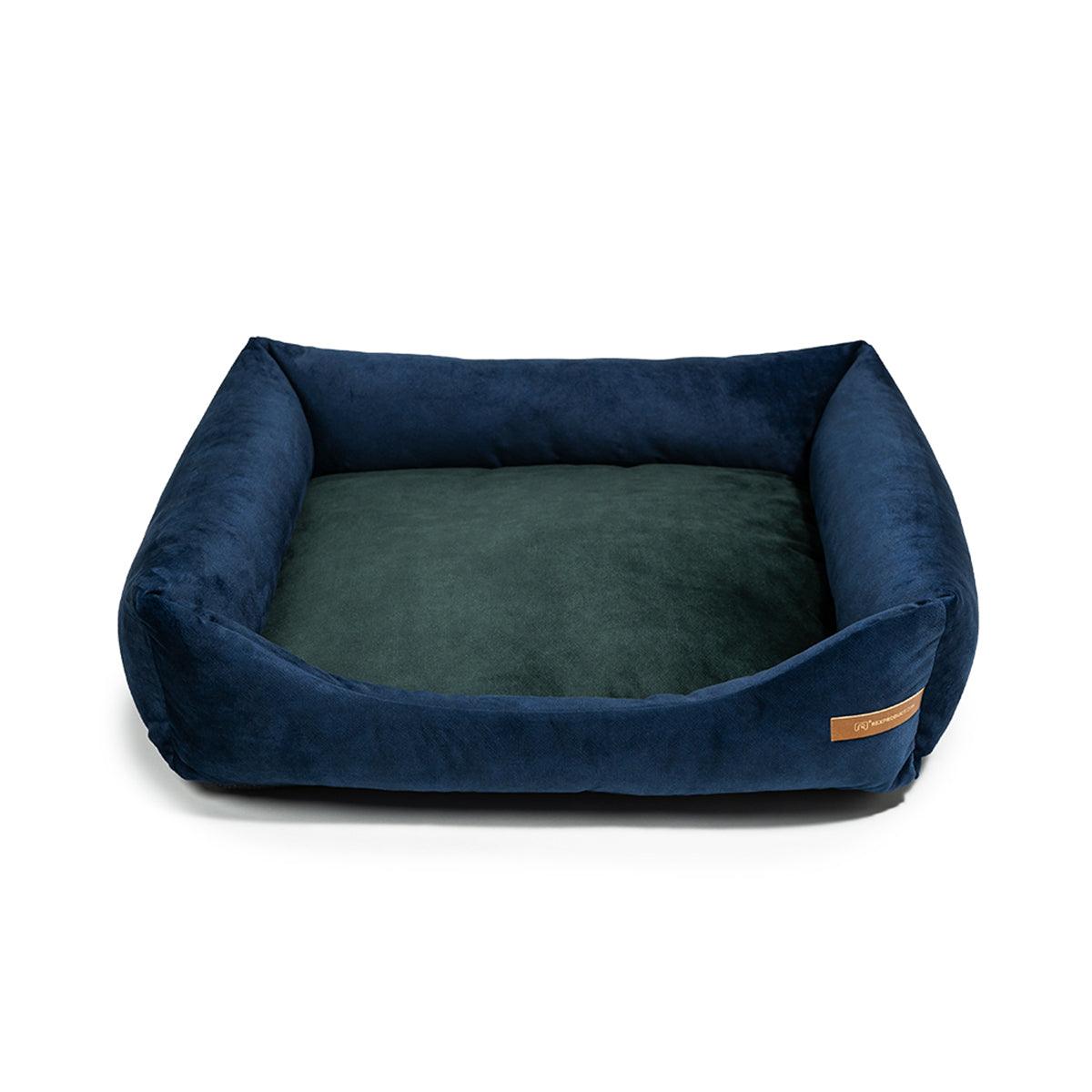 panier pour chien et chat bleu marine coussin vert bouteille - kasibe