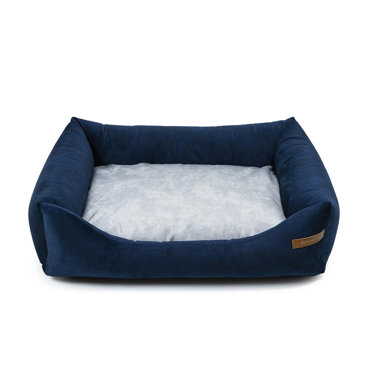 panier pour chien et chat bleu marine coussin gris clair - kasibe