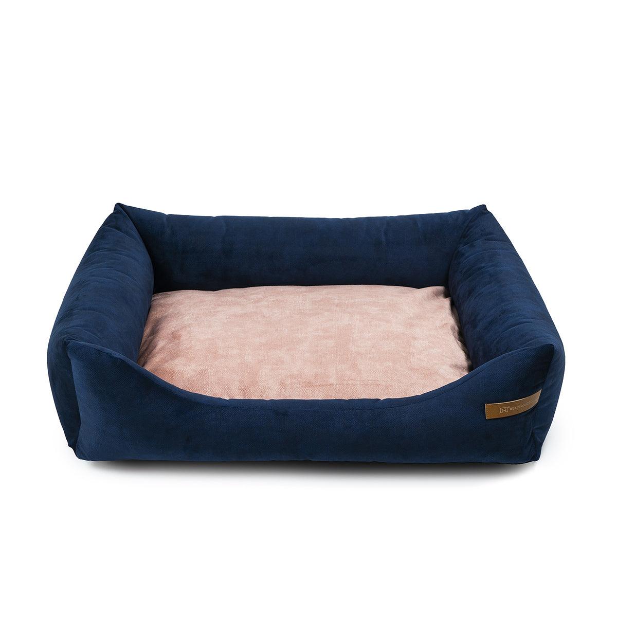 panier pour chien et chat bleu marine coussin rose - kasibe