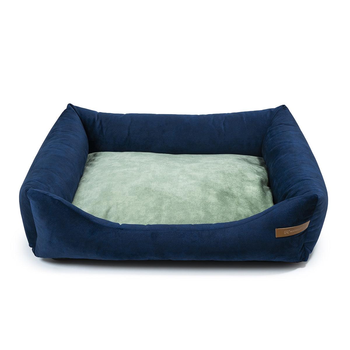 panier pour chien et chat bleu marine coussin vert clair - kasibe