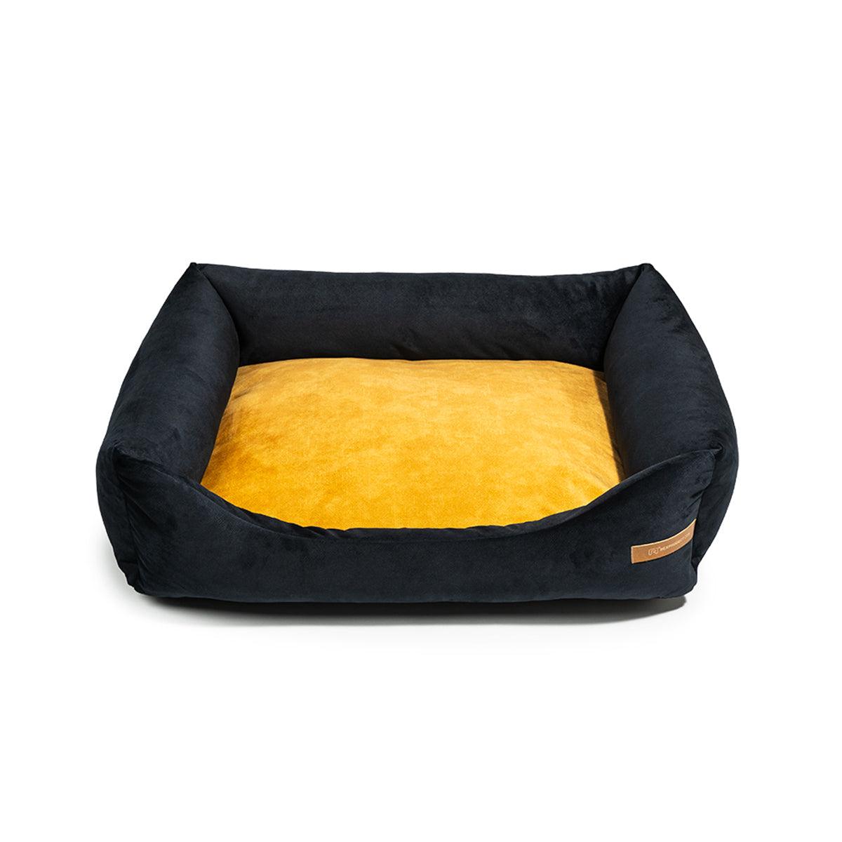 panier pour chien et chat noir coussin jaune - kasibe