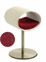 Rondo, un perchoir pour chat design en cuir blanc coussin rouge longueur longue - kasibe