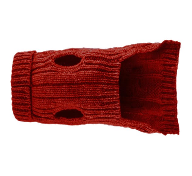 Un pull en laine pour chien pour affronter le froid : Aspen rouge dessous - kasibe