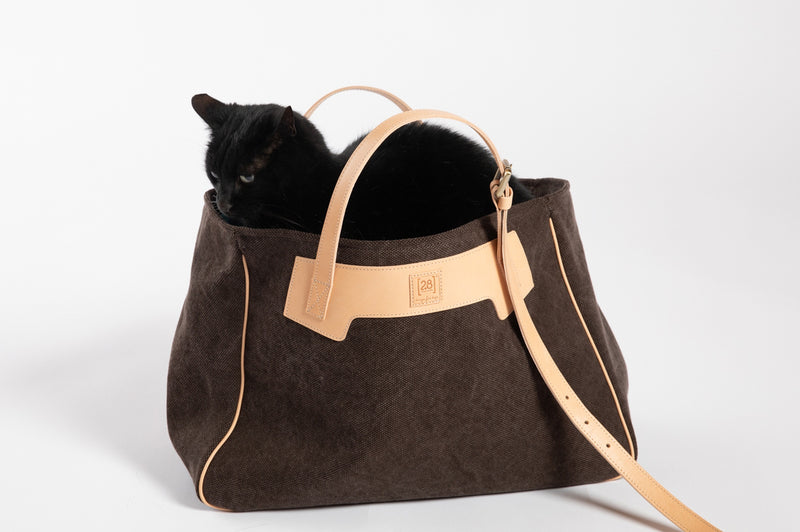 Margaret, un sac à main pour chat en coton marron - kasibe