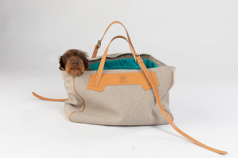 Margaret, un sac à main pour chien en coton beige - kasibe