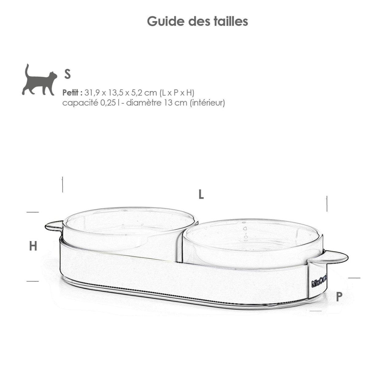 Gamelle double Tavoletta avec plateau : bol de remplacement  pour chat - Kasibe