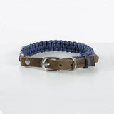 Collier en corde et cuir pour chien Touch of Leather bleu boucle argent - kasibe