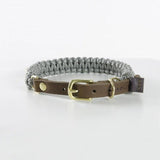 Collier en corde et cuir pour chien Touch of Leather gris boucle or - kasibe