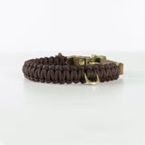 Collier en corde et cuir pour chien Touch of Leather marron boucle or - kasibe