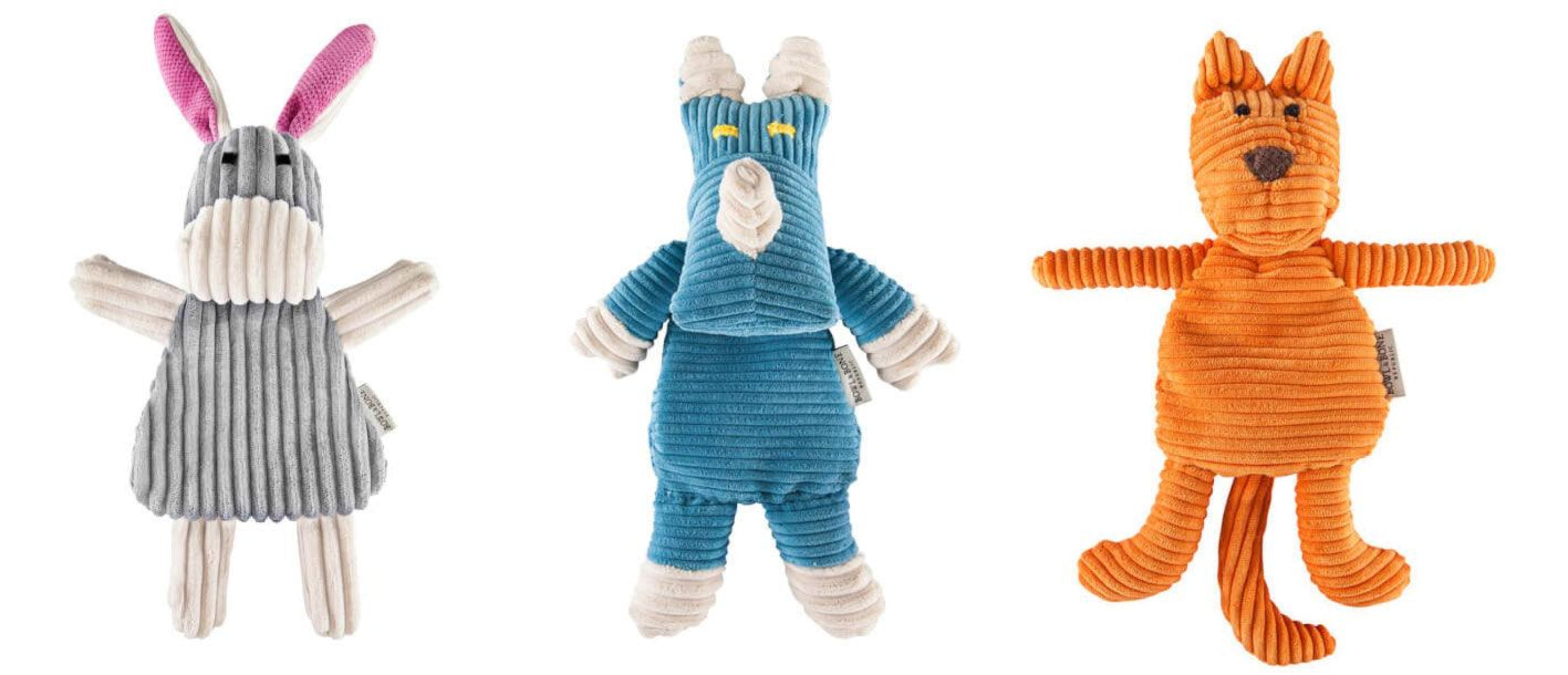 Doudou pour chien en tissu en forme d'animaux (lot de 3) - kasibe