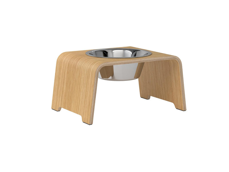 Gamelle design pour chien en bois dogBar single taille m chêne clair bol acier - kasibe