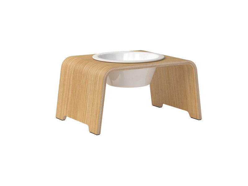 Gamelle design pour chien en bois dogBar single taille m chêne clair bol porcelaine - kasibe