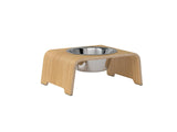 Gamelle design pour chien en bois dogBar single taille ms chêne clair bol acier - kasibe