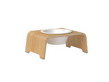 Gamelle design pour chien en bois dogBar single taille ms chêne clair bol porcelaine - kasibe