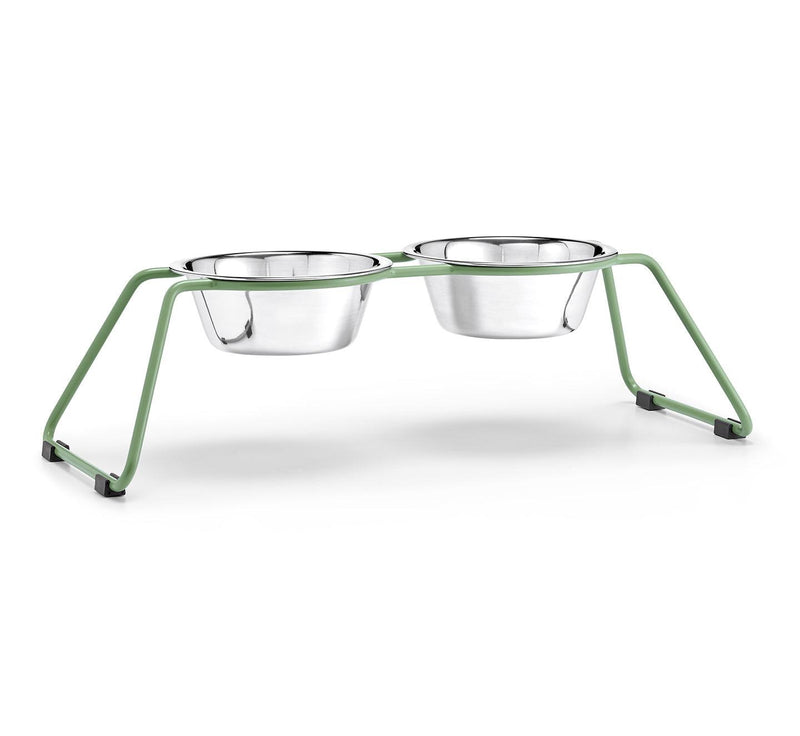 Gamelle surélevée pour chien en métal - Structure minimaliste Cena moyenne verte - kasibe