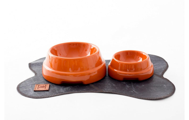Gamelle colorée pour chien en céramique Sebastiao orange et set de protection - Kasibe