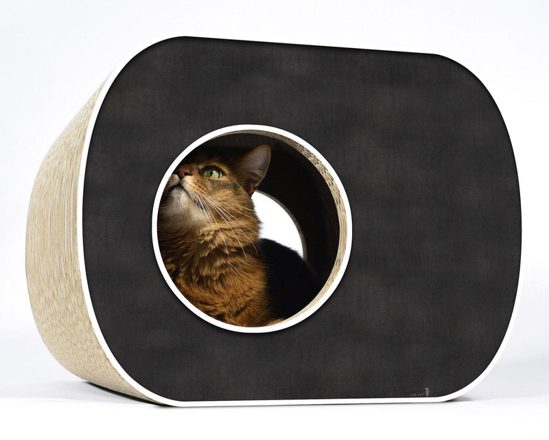 maison griffoir pour chat en carton : Brochhaus aux lignes arrondies  - kasibe