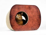 maison griffoir pour chat en carton : Brochhaus aux lignes arrondies marron - kasibe