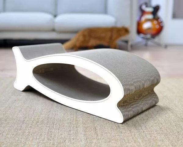 griffoir pour chat en carton à la forme sympathique et originale blanc - kasibe
