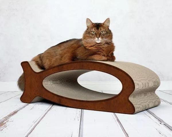 griffoir pour chat en carton à la forme sympathique et originale marron - kasibe