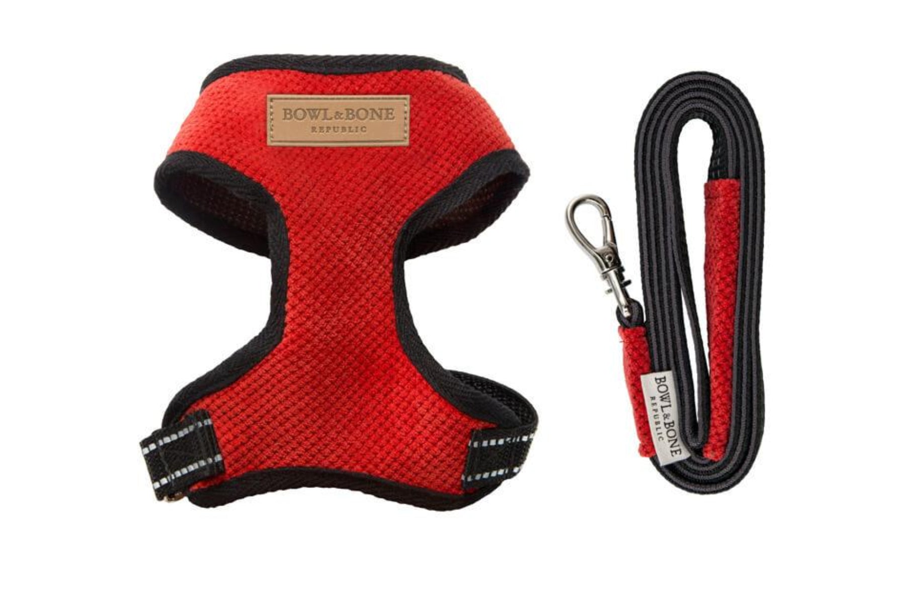 kasibe harnais pour chien candy en tissu et laisse coordonnée bowlandbone rouge