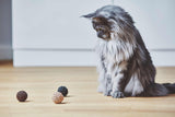 kasibe chat avec Jouet naturel pour chat - Balle en cuir et liège Filo miacara