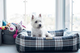 kasibe panier pour chien élégant en tissu écossais scott bowlandbone bleu