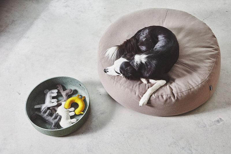 kasibe housse de pouf pour chien : gros coussin rond moderne et confortable Stella taupe miacara