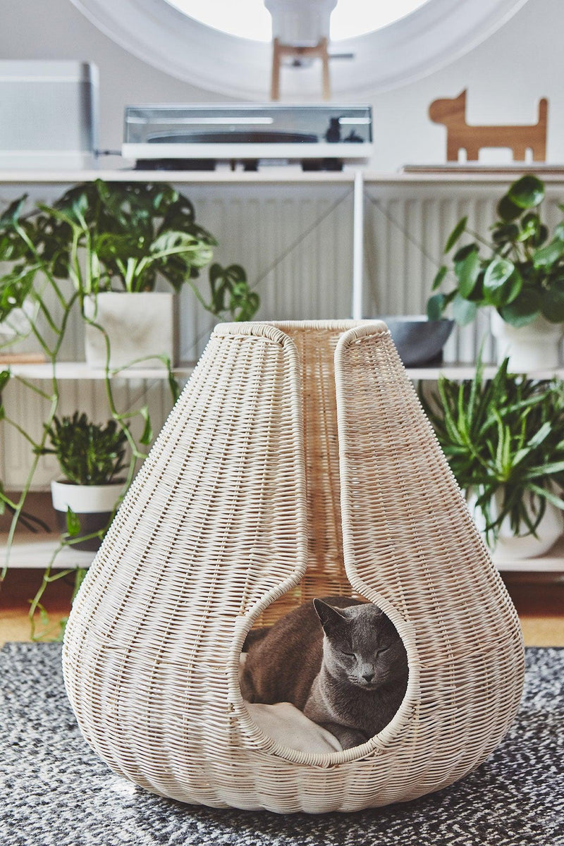 kasibe Luxe du chat : Perla, un panier grotte original en rotin & corde miacara