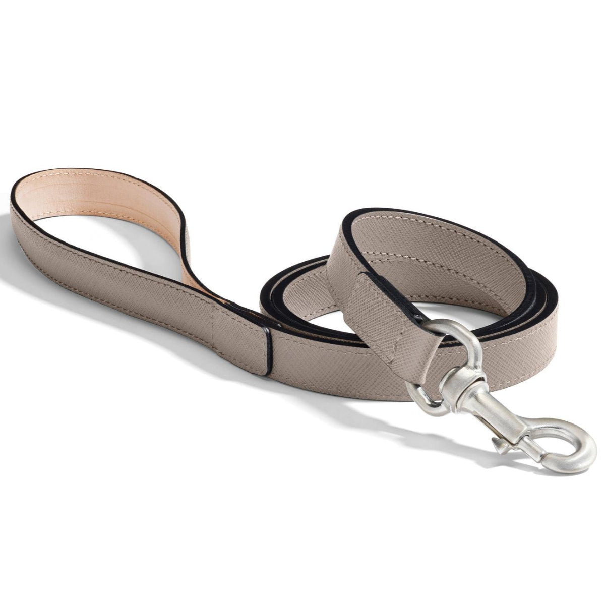 Laisse élégante & design pour chien en cuir saffiano Torino kasibe miacara taupe