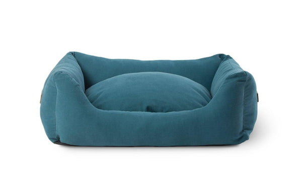 Henri : le lit pour chien en coton avec coussin réversible bleu - kasibe