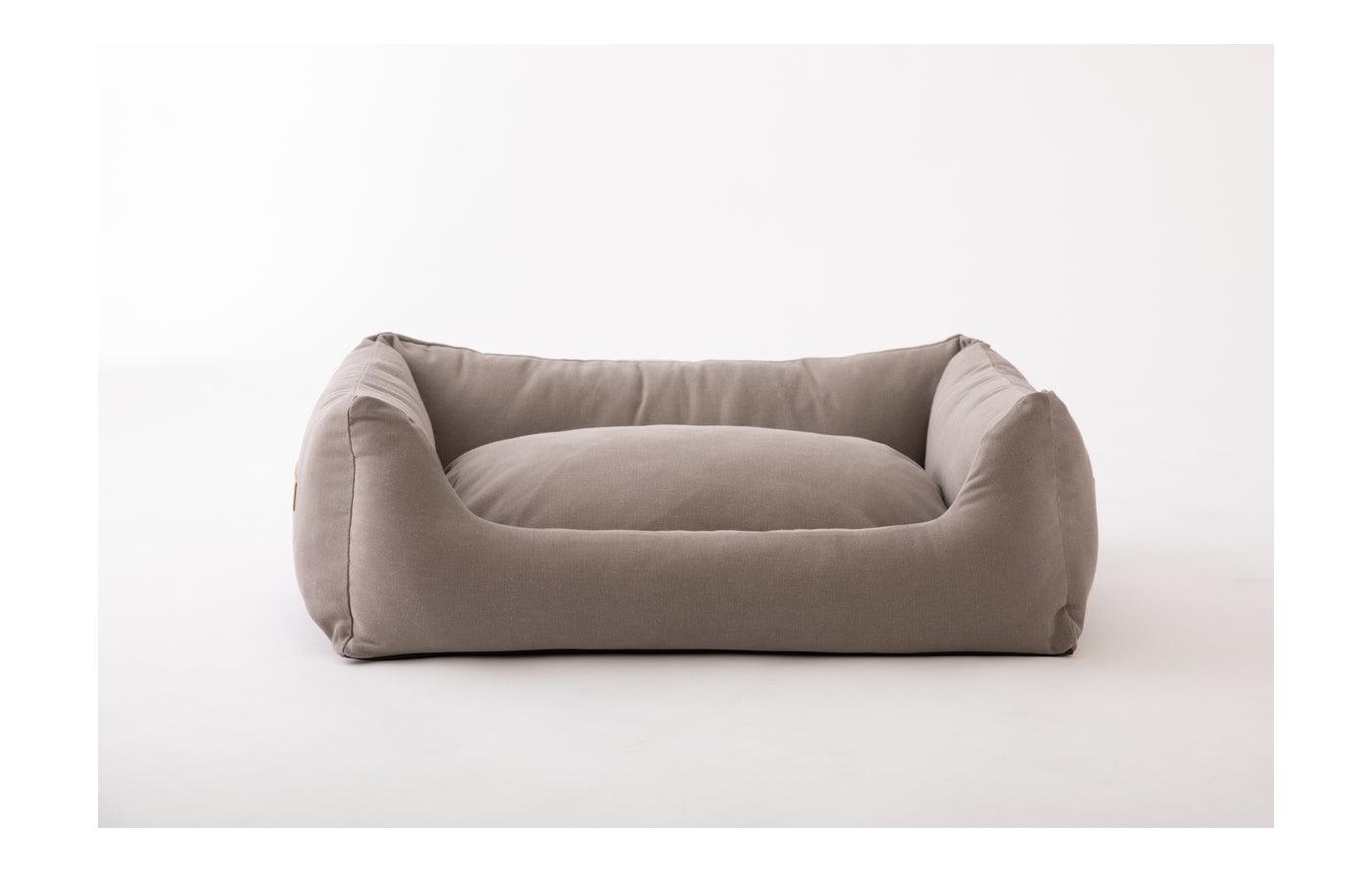 Henri : le lit pour chien en coton avec coussin réversible gris - kasibe