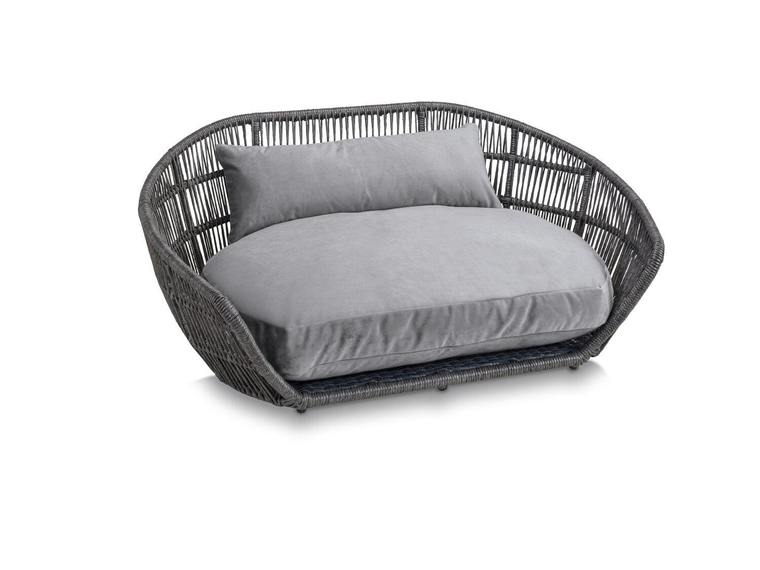 Luna : un lit design pour chien et ultra confort - Finition Oxford coussin gris structure prado - kasibe