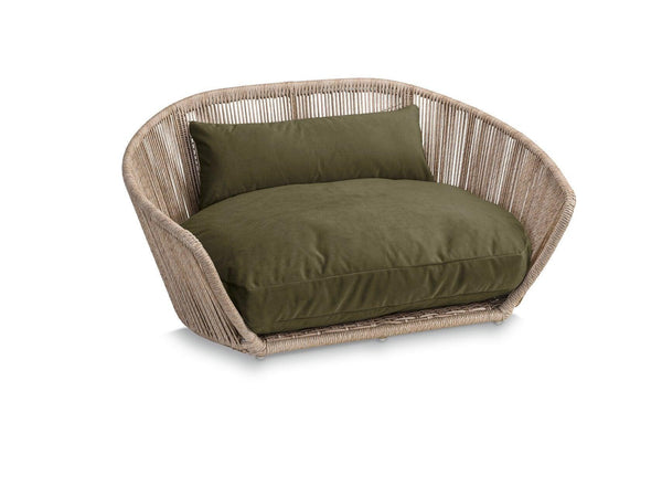 Luna : un lit design pour chien et ultra confort - Finition Oxford coussin olive structure vogue - kasibe