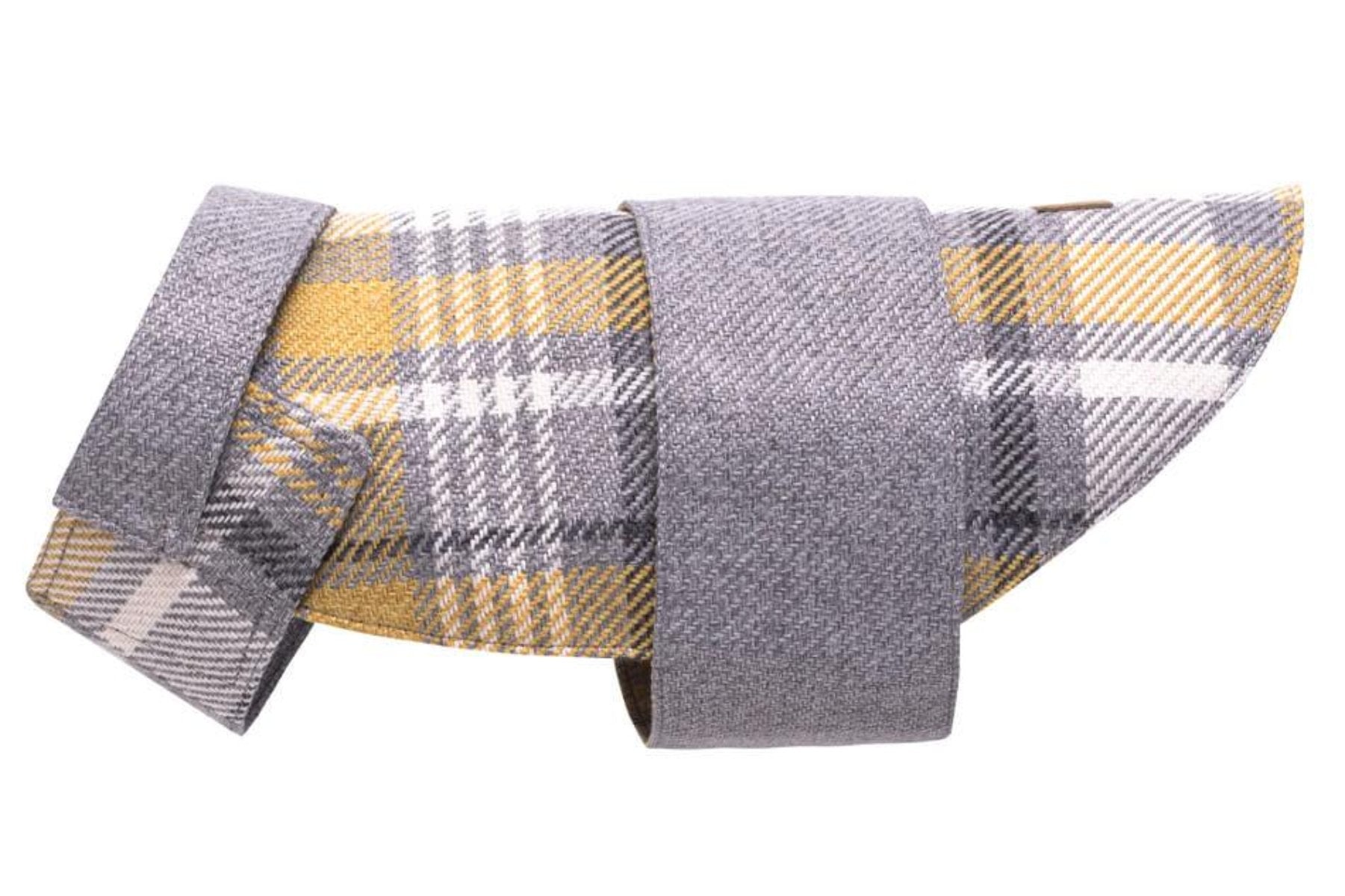 Manteau élégant pour chien en tweed Leaf gris côté - kasibe