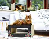 Griffoir pour chat déco : Le Loop, un meuble griffoir pour chat design noir décoré - kasibe