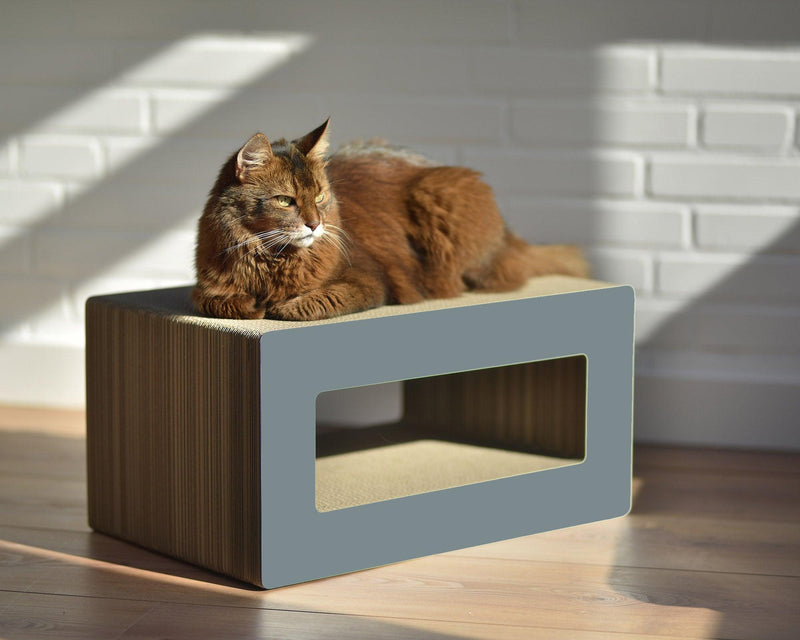 Griffoir pour chat déco : Le Loop, un meuble griffoir pour chat design gris - kasibe